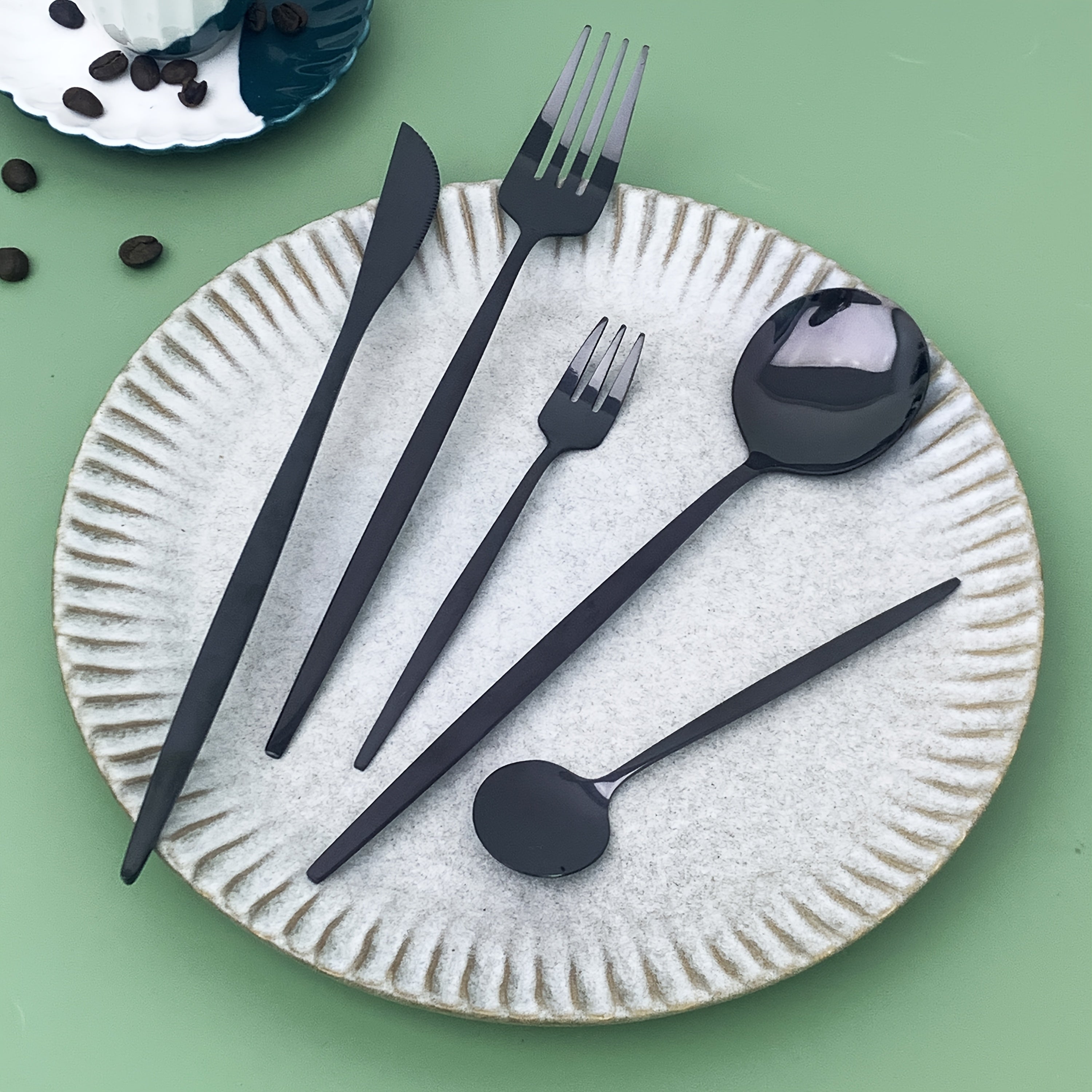 Juego de cubiertos de acero inoxidable, 30 piezas - Tenedores, cucharas y cucharitas para postres, ideal para hogar y restaurante