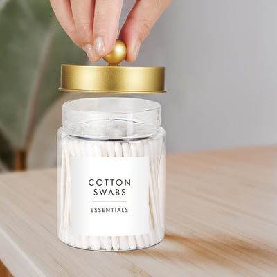 Dispensador de hisopos - Jarras de plástico de 8 oz para organizar maquillaje en el tocador, accesorios para baño, algodón, bolas, almohadillas y seda dental