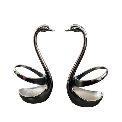 2 piezas de soportes verticales de base de cisne de acero inoxidable, utilizados para almacenamiento y exhibición de vajilla en el hogar y restaurantes, organizador de cubiertos | Vajilla elegante | Soporte duradero