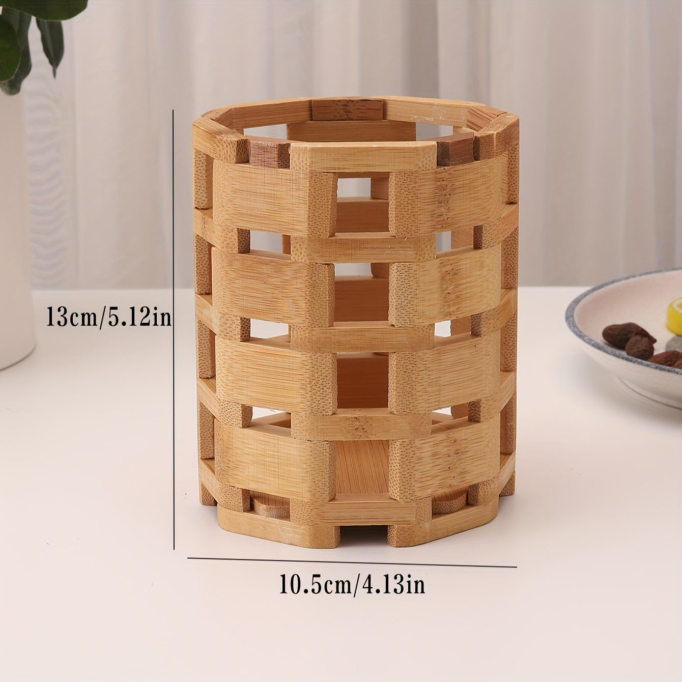1 Soporte Para Utensilios De Cocina, Jaula Para Palillos, Estante De Almacenamiento De Cubiertos, Multifuncional, Soporte Para Bolígrafo Creativo Hueco De Bambú, Soporte Para Bolígrafo Multifuncional De Bambú, Bolígrafo, Lápiz De Colores, Crayón, Caja De