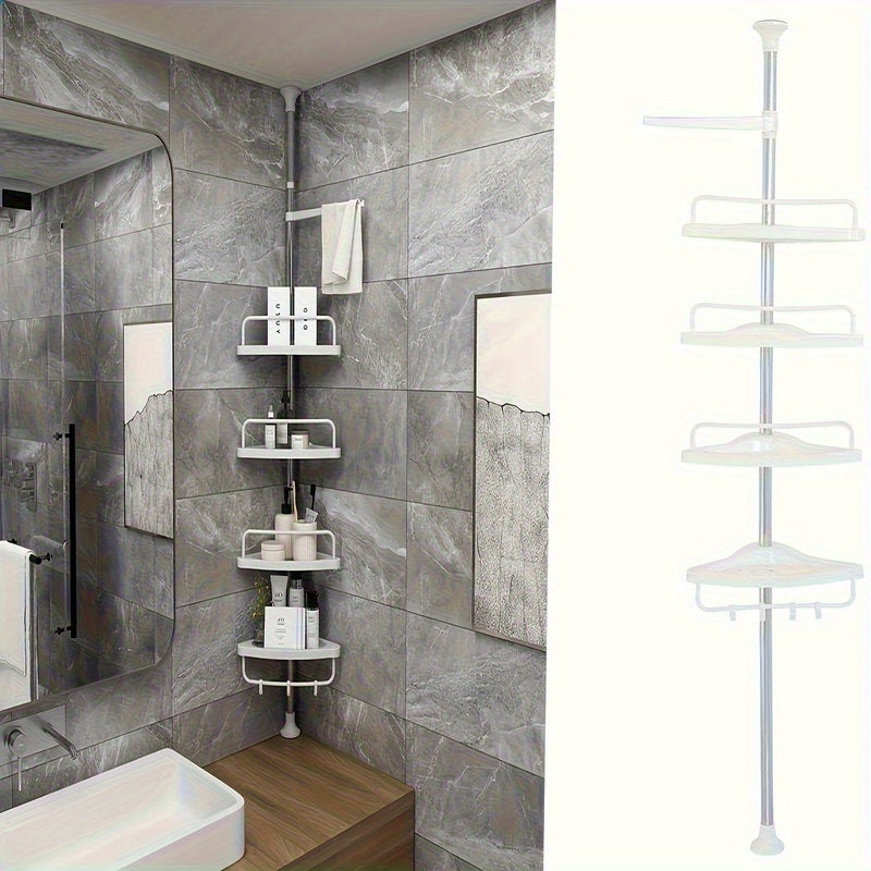 cesta de ducha de alta calidad con barra, sin necesidad de taladrar, estante para baño interior, esquina de acero inoxidable, soporte ajustable en altura y caja de acabado, organizador de baño ahorrador de espacio, regalos del día, recuerdos, estantes de