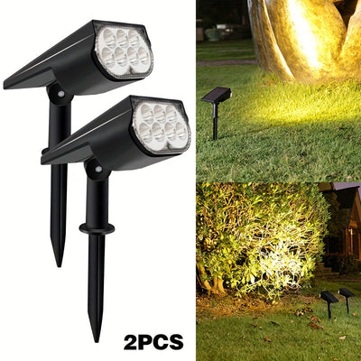 2pcs Luces Solares de Árbol con 7 LEDs - Fácil Instalación, Iluminación de Foco y Paisaje para Jardín, Patio, Balcón, Césped, Carretera, Parque Infantil - Opciones de Color Cálido/Blanco/RGB
