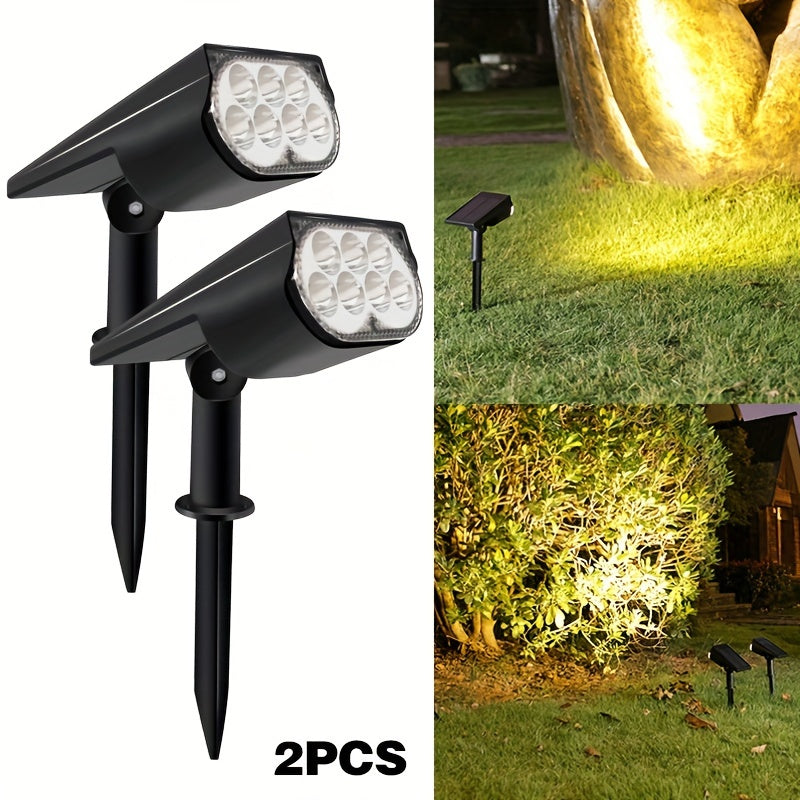 2pcs Luces Solares de Árbol con 7 LEDs - Fácil Instalación, Iluminación de Foco y Paisaje para Jardín, Patio, Balcón, Césped, Carretera, Parque Infantil - Opciones de Color Cálido/Blanco/RGB
