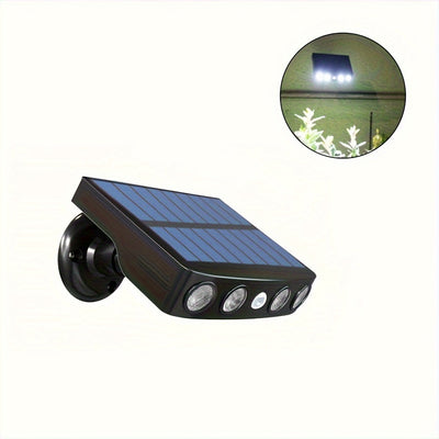 1 pza. de luces solares LED para exteriores con sensor de movimiento, 4 luces LED potentes para seguridad solar, decoración exterior, sensor de movimiento, 3 modos, lámpara de calle con batería de litio 18650 integrada, luz nocturna para pared, jardín