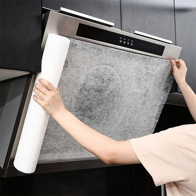 1 Rollo de tejido no tejido duradero de alta temperatura, filtro de grasa para cocina, fácil de instalar, absorbente de aceite reutilizable con diseño gris elegante, accesorio de cocina elegante, artículo de cocina duradero