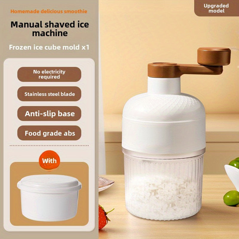 1 pieza, picadora de hielo manual, compacta, con manivela, de acero inoxidable, forma redonda, no necesita batería, salida uniforme sin escoria, para uso doméstico, perfecta para cócteles y refrescos, accesorio de bar.