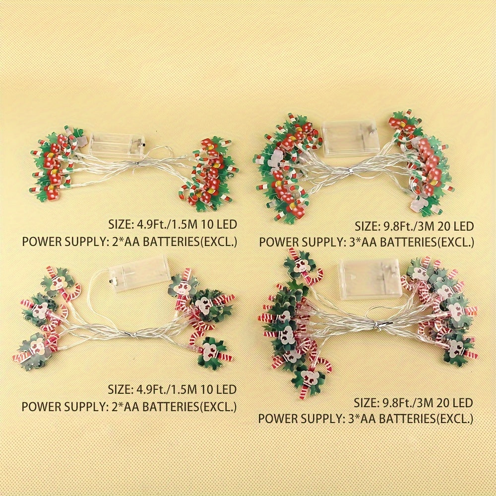 1pc Luces de Cadena de Acrílico Nuevas de Navidad con Forma de Muleta de Caramelo 1.5m 10LED Luces de Cadena LED Navideñas Brillantes 10 LED Luces de Navidad con Pilas Luminosas Luces de Cadena de Hadas de Muleta de Caramelo para Decoración de Chimenea d