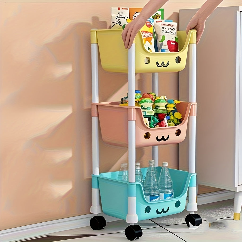Carro de almacenamiento rodante multicapa, carrito móvil multifuncional para cocina, sala y dormitorio, fácil de mover y guardar. Estante duradero en colores macaron perfecto para cocina, baño y habitación - ideal para una familia de 13