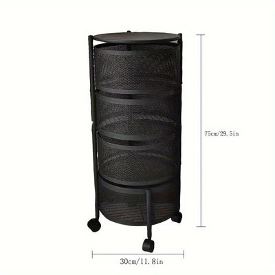 Carrito organizador de almacenamiento móvil giratorio de 3 niveles, carro de servicio de metal de malla con ruedas, estante independiente multiusos para cocina, baño, frutas, verduras, bocadillos - No requiere ensamblaje