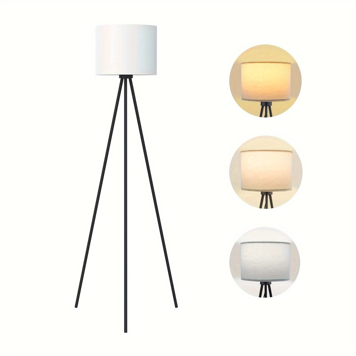 Lámpara de Suelo LED Regulable con Bombilla E26 de 3 Temperaturas de Color, Lámpara de Suelo Moderna con Trípode Metálico, Lámpara de Suelo para Salón, Dormitorio, Estudio, Oficina