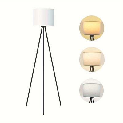 Lámpara de Suelo LED Regulable con Bombilla E26 de 3 Temperaturas de Color, Lámpara de Suelo Moderna con Trípode Metálico, Lámpara de Suelo para Salón, Dormitorio, Estudio, Oficina