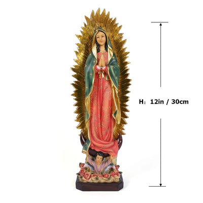 [Estatua de Nuestra Señora de Guadalupe] Estatua Católica Tradicional de María de Resina de 8In/12In/15In, 1ud Figura de Nuestra Señora de Guadalupe - Decoración de Mesa para el Hogar en Pascua y Regalo del Día de la Madre