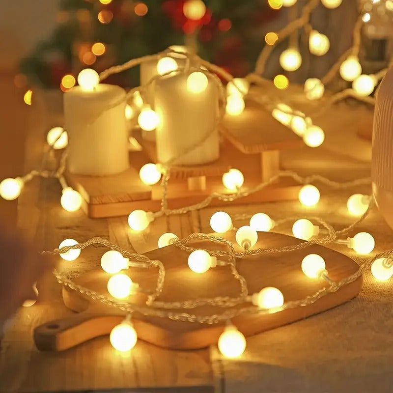 1 pieza de luces de bolas LED alimentadas por USB - 8 modos de iluminación, colores mixtos, PVC duradero para bodas, fiestas, decoración del hogar, dormitorio, habitación, pared, tienda y decoraciones de Ramadán, luces para decoración, iluminación festiv
