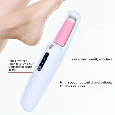 Removedor Eléctrico de Pies - Dispositivo Automático para Pedicura con Motor USB, Inalámbrico en Color Beige Claro y Amoladora - Lima Ergonómica para Talones y Suelas, Ideal para Atletas, Diabéticos y Salones de Uñas - Herramienta Blanca para Cuidado de