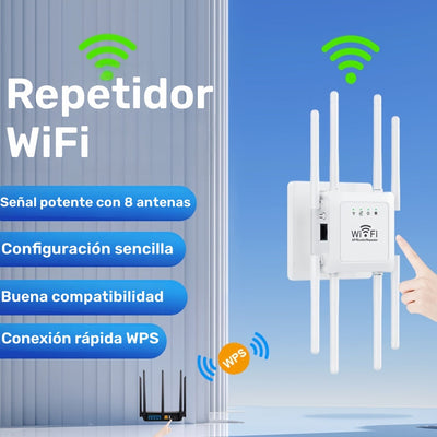 Un amplificador de señal adecuado para uso doméstico a larga distancia, cubriendo hasta 12,850 pies cuadrados y soportando 108 dispositivos, amplificador de señal de extensor de Wifi, amplificador de señal de Internet, extensor de Wifi remoto, extensor d