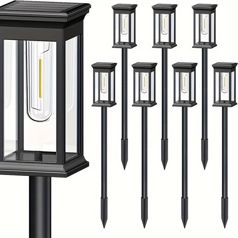 8 Piezas, Luces Solares De Tungsteno Para Césped Para Decoración De Ambiente Al Aire Libre, Luces LED Para Césped Para Villas, Jardines, Patios, Caminos E Iluminación De Paisajes De Patio