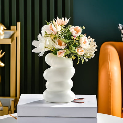Jarrón blanco elegante en espiral, estilo nórdico, perfecto para decoración del hogar y cocina, ideal para estética de sala y dormitorio, decoración para el hogar