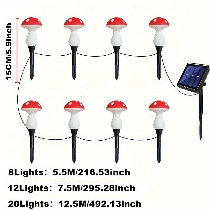 Luces solares de hongos para exteriores, 8 modos de iluminación decorativa para jardín, diseño de lunares rojos y blancos, luces LED para patio, pasillos, decoración de bodas, fiestas y días festivos, luces para jardín