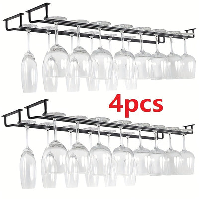 4-Pack de estantes de vino de hierro, acabado barnizado, estante colgante multipropósito para cocina, bar en casa y almacenamiento de gabinete de vino