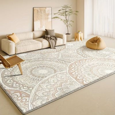 Alfombra de Felpa Retro Antideslizante 852g/m², Suave y Acogedora para Entrada con Diseño Geométrico Simple - Base Antideslizante. Estilo Vintage Lavable a Máquina en Mezcla de Poliéster Ligero, Tejido Plano Rayado para Oficina, Habitación o Jardín - Alf
