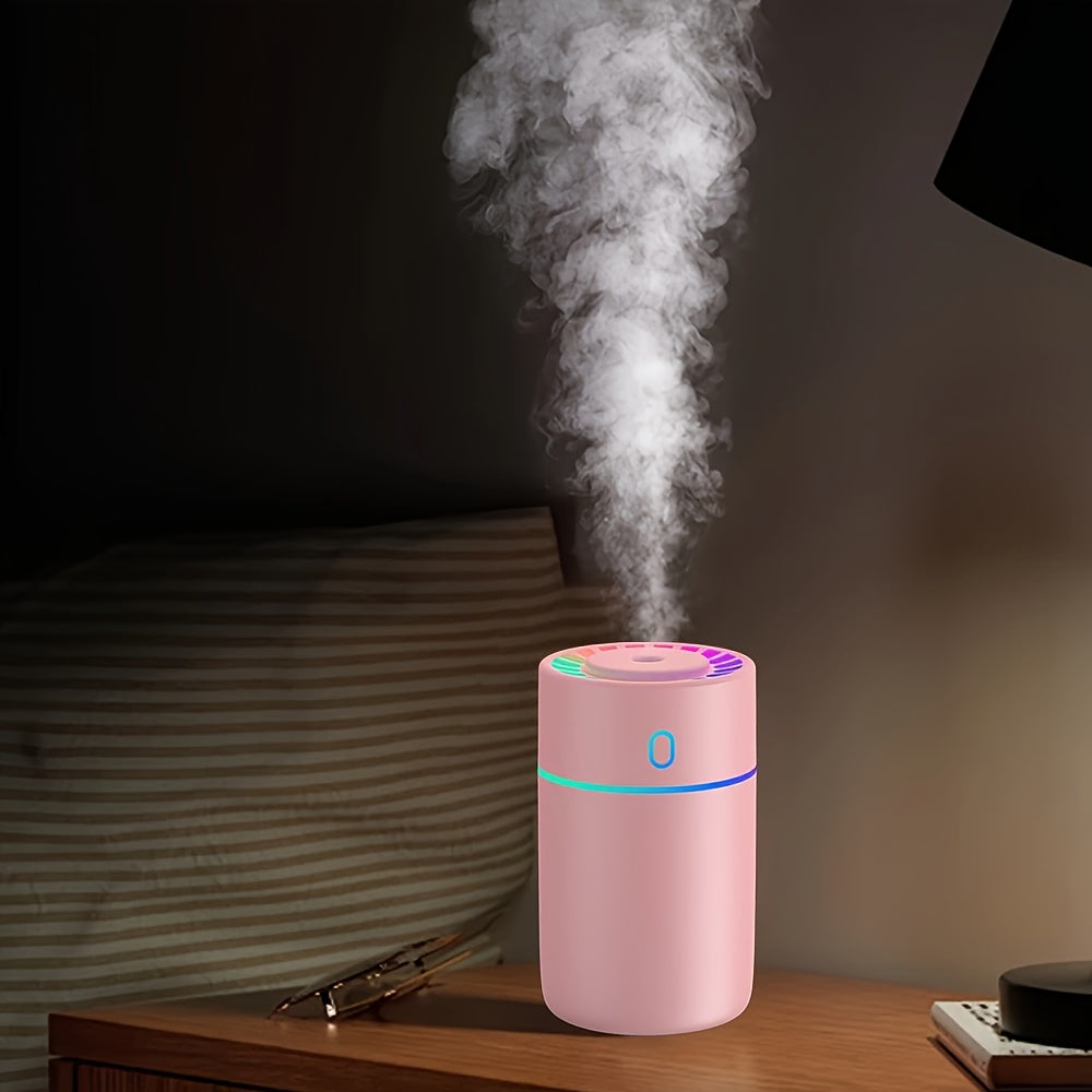 Humedificador de niebla fría con alimentación USB con funcionamiento silencioso y efectos de iluminación ambiental colorida, adecuado para uso en salones, oficinas y dormitorios