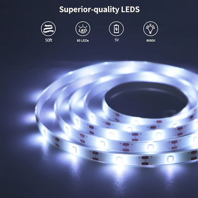 Luces LED RGB de 0.9m a 15m con Interruptor Integrado y Alimentación USB, Luz Cálida/Fresca, Fácil Instalación para Dormitorio, Armario, Cocina e Iluminación Hogareña, Luces LED para Habitaciones