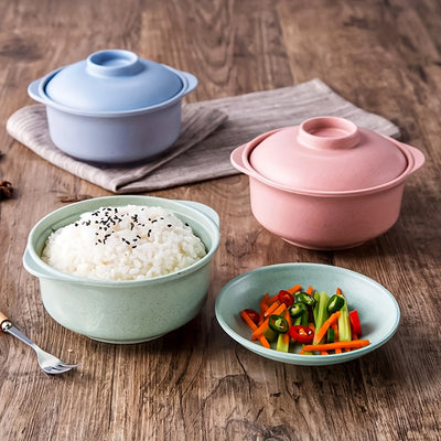 Juego de 1/4 tazones de plástico para sopa con tapa, diseño de borde antideslizante reforzado, tazón colorido y moderno para fideos instantáneos, ideal para cereal, sopa, ensalada, arroz y pasta, esencial para picnics, campamentos y fiestas en casa