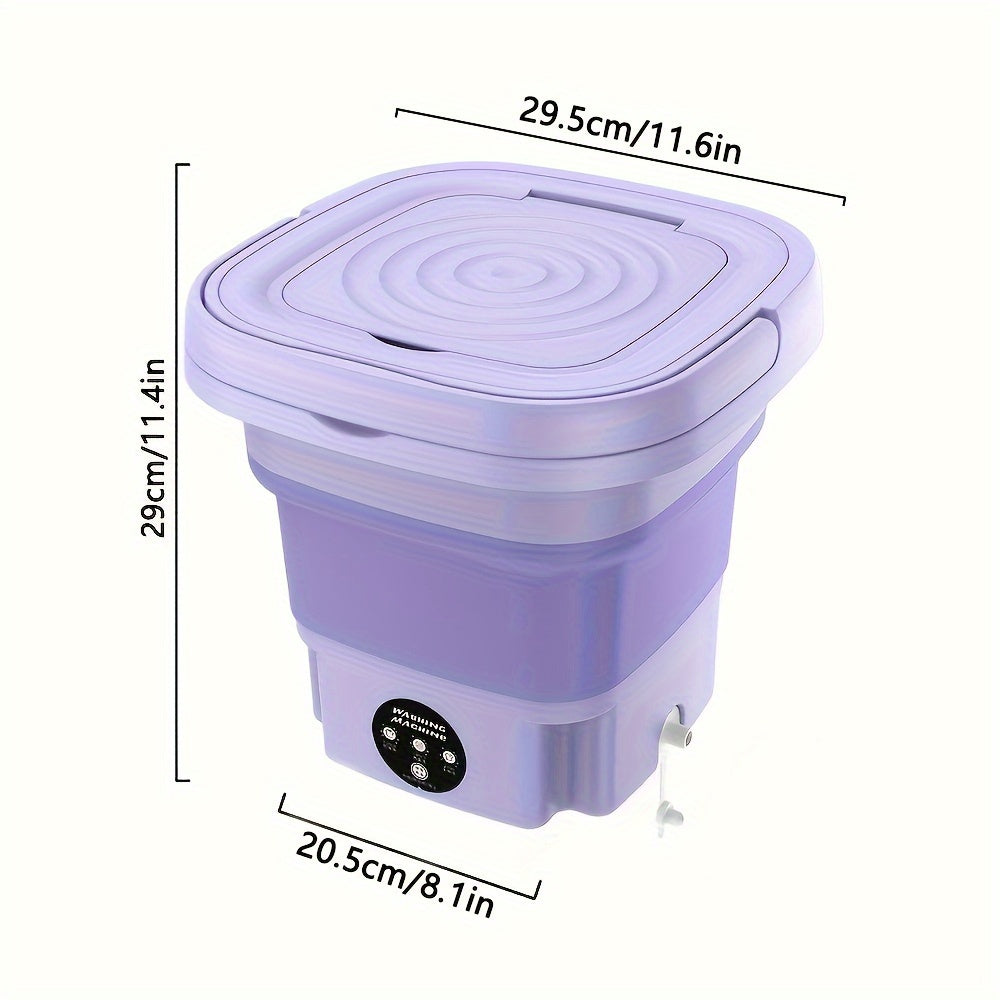 Mini Lavadora Plegable Totalmente Automática De 8L Portátil, Multifuncional Para El Hogar Y Los Viajes De Negocios, Ropa Interior Pequeña, Calcetines, Ropa De Bebé, Esterilización De Luz Azul, Reducción De Ruido Y Bajo Consumo