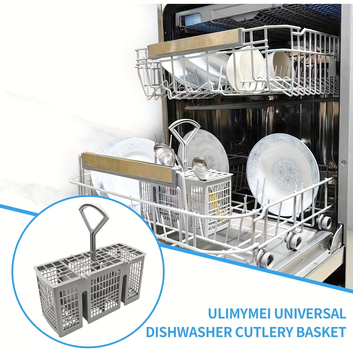 Canasta de Cubiertos para Lavavajillas Universal, Canasta de Utensilios para Lavavajillas compatible con la mayoría de las marcas - Compatible con Bosch, Kenmore, Maytag, Whirlpool, etc., Tamaño: 22.0cm x 8.48cm x 11.99cm