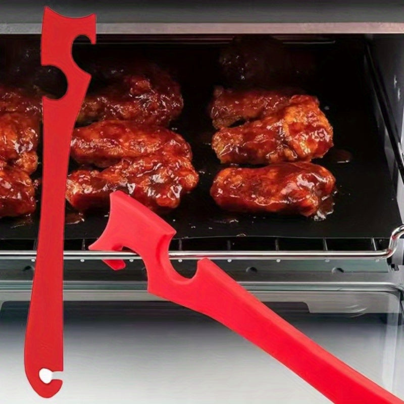 Varilla de Empuje y Extracción Profesional para Horno con Mango Largo - Organizador Resistente al Calor, Agarre Antideslizante Seguro para Hornos, Estufas y Parrillas - Compatible con Hornos de Convección y Estándar - Herramienta Roja para Horneado, Acce