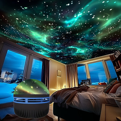 1pz Luz Nocturna de Proyección Cielo Estrellado y Aurores Boreales con Control Remoto, Proyector USB 2-en-1 para Dormitorio, Fiestas, Vacaciones - Decoración de Arte en Plástico Pulido, Sin Pilas Necesarias, Iluminación para Acampar | Diseño Galaxia | Il