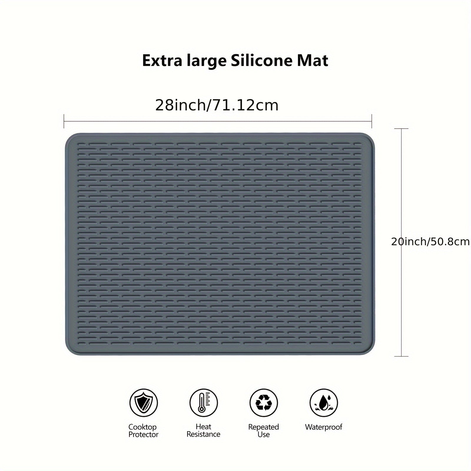 Protector de estufa de silicona, 71,12 x 50,8 cm, grande, antideslizante, resistente al calor, cubierta para encimera de cocina, almohadilla plana para campana extractora de vidrio para estufa eléctrica, kit de repuesto decorativo