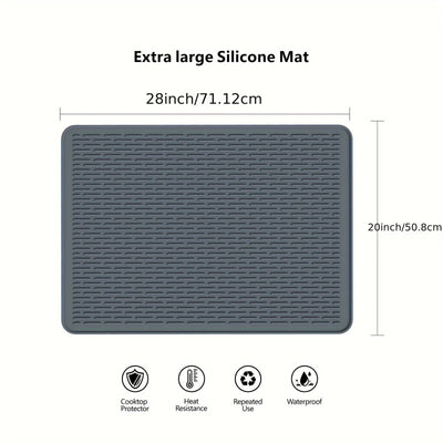 Protector de estufa de silicona, 71,12 x 50,8 cm, grande, antideslizante, resistente al calor, cubierta para encimera de cocina, almohadilla plana para campana extractora de vidrio para estufa eléctrica, kit de repuesto decorativo