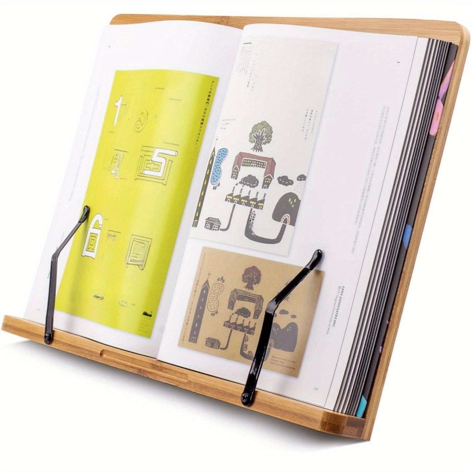 Estantería y soporte de bambú extragrande para lectura sin manos de libros grandes en la cama, recetas, libros de texto, derecho con 5 soportes ajustables en altura para portátiles, Organizador de escritorio y cajón para almacenamiento doméstico