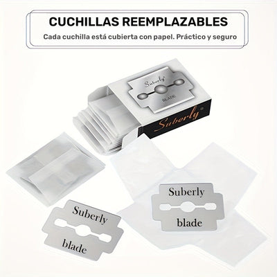 50 piezas de Cuchillas DIGRIMMS de Acero Inoxidable para Afeitadora y Lima de Uñas - Reemplazo para Herramientas Manuales, Pedicura y Depilación - Uso Profesional en Salón o Hogar, Spa - Diseño Elegante, Hojas Duraderas para Eliminación de Cutículas y Uñ