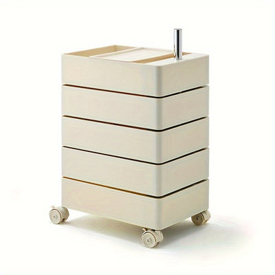Carrito organizador rodante de 5 niveles con ruedas, estilo escandinavo - Organizador versátil sin necesidad de ensamblaje para oficina, sala o cocina | Plástico resistente al agua, diseño multifuncional, cajas de almacenamiento para organizar