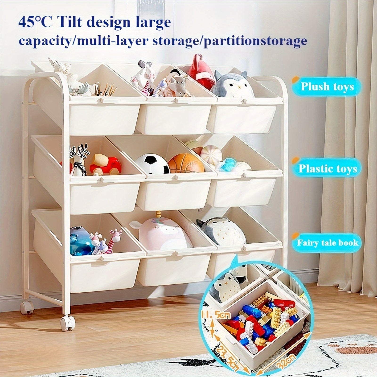 Carrito de almacenamiento giratorio de 2/3/4/5 niveles con ruedas - Estructura de acero resistente con estantería modular con contenedores de plástico extraíbles, organizador móvil fácil de ensamblar para el hogar y la oficina - Blanco, estantería para l