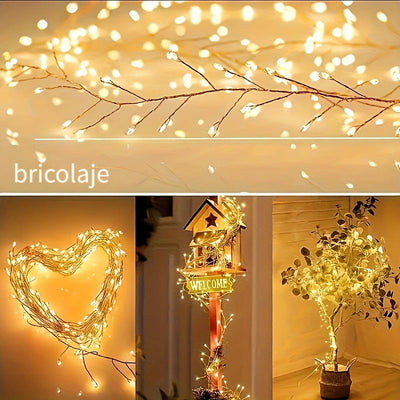1 pieza, Luz Cálida de Fuegos Artificiales con 100 LED, Cadena de Luces con Cable USB y Alambre de Cobre, Luces de Fuegos Artificiales para Fiesta Interior, Navidad, Árbol de Navidad, para Acción de Gracias