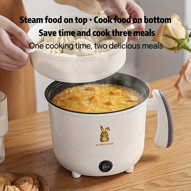 Olla de doble capa no adherente de American Standard, fabricante de fideos instantáneos, cocinero eléctrico, sartén multifuncional y olla exprés, vaporizador, olla exprés eléctrica para dormitorio, olla pequeña de fuego conveniente.