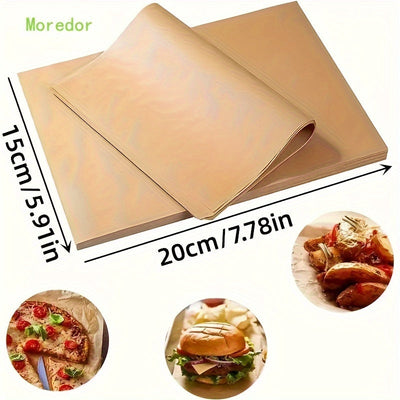 50/100/200 piezas de papel para hornear precortado no adhesivo, 6 x 8 pulgadas (15,24 x 20,32 cm) - Sin blanquear, sin recubrimiento, resistente al calor hasta 450°F, ideal para hornear, asar, freír y vaporizar - Adecuado para la mayoría de bandejas de h