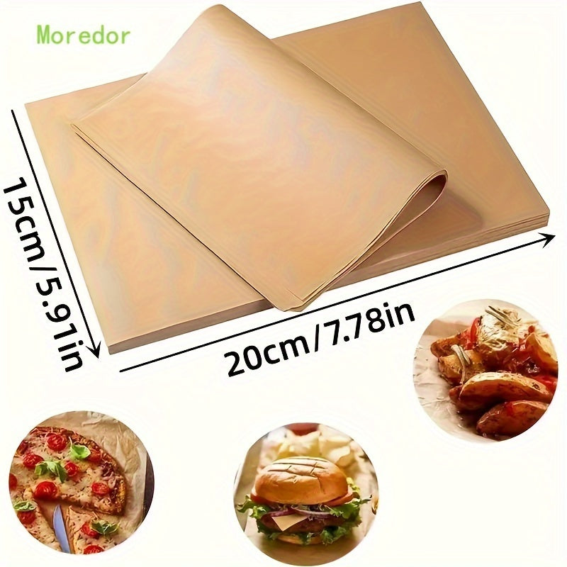 50/100/200 piezas de papel para hornear precortado no adhesivo, 6 x 8 pulgadas (15,24 x 20,32 cm) - Sin blanquear, sin recubrimiento, resistente al calor hasta 450°F, ideal para hornear, asar, freír y vaporizar - Adecuado para la mayoría de bandejas de h