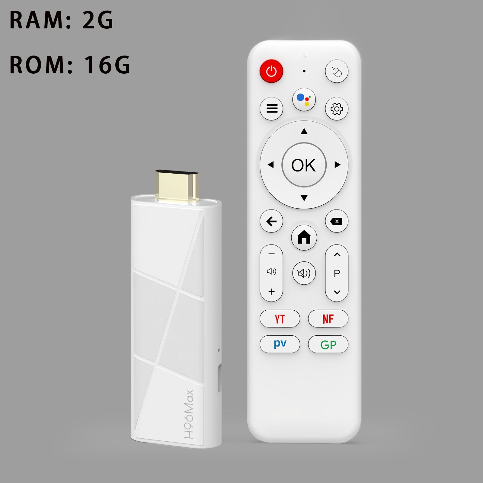 TV Stick H96 MAX RK3518 Quad Core ARM Cortex-A53 Android 14.0, Salida Ultra HD 4K, 2GB/8GB/16GB RAM, Doble WiFi (2.4G/5G), Asistente de Voz Google, USB 2.0, Reproductor Multimedia Inteligente, Diseño Minimalista, Construcción Robusta, Mini TV, HDTV