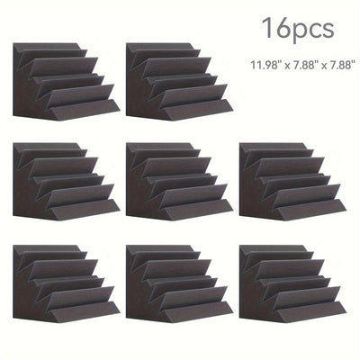 16 piezas de trampas acústicas AUSLET negras, 28.14 cm x 20.02 cm x 20.02 cm - Paneles insonorizantes ignífugos de alta densidad para estudio, sala de piano, sala de juegos, teatro y oficina en casa, tratamiento de paredes y techos | Paneles elegantes en