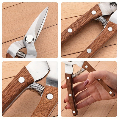 Podadoras clásicas de jardín, cuchillas de acero inoxidable, acción de resorte automática, no eléctricas, para recolección, injerto, poda de frutas en huertos y jardines