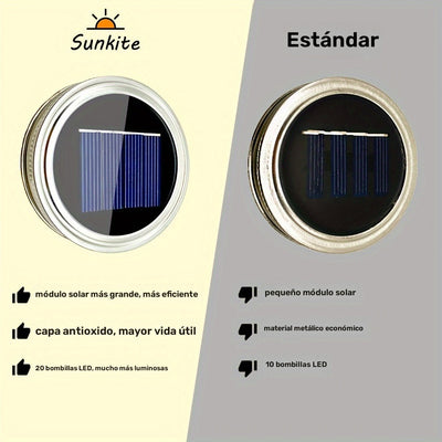 4/6pcs Luces de Hadas LED con Energía Solar, Luces de Cadena con Ganchos para Tapa de Tarro Mason - Ideales para Decoraciones Interiores y Exteriores, Navidad, Fiestas y Ambiente de Fiesta - Batería de Níquel Recargable, No Necesita Control Remoto, Luces