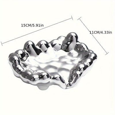 1pc Elegante Jabonera con Acabado Dorado en Forma de Nube - Lujosa, Sin Taladro, Plástico ABS Electroplateado, Diseño Oval Minimalista para Baños Elegantes