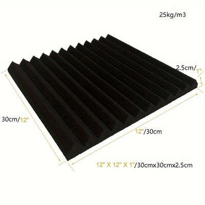 48 paquetes de tableros autoadhesivos absorbentes de sonido (24 negros + 24 azules), adecuados para salas de grabación, habitaciones de instrumentos, KTVs, etc., absorben rápidamente mezclas y ruidos, densidad: 25 kg/m³