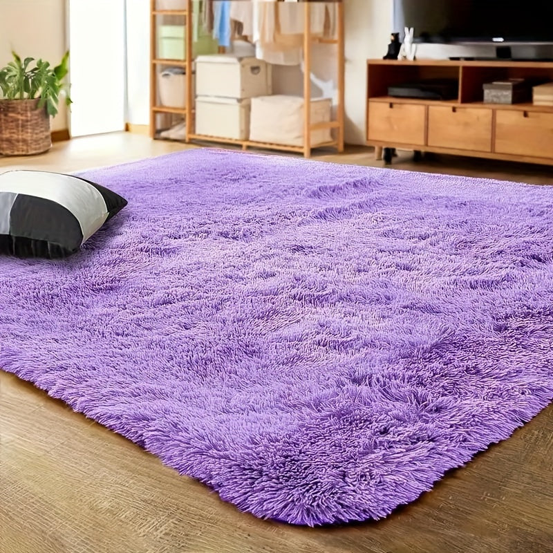 1pc Alfombra para Sala de Estar, Alfombra Suave y Mullida Morada Premium, Alfombra Decorativa de Prestigio para Dormitorio de Invitados, Antideslizante, Fácil Mantenimiento, Amigable con Mascotas