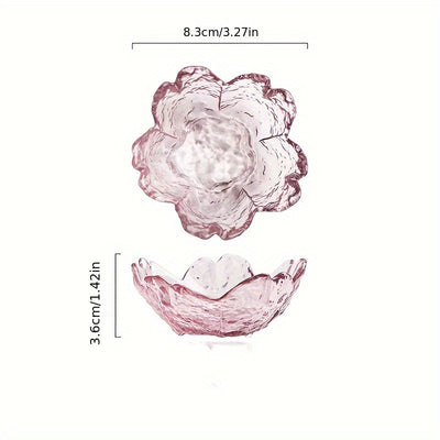 Juego de 4 Platos de Vidrio con Diseño de Flor de Cerezo Sakura - Boquillas Pequeñas para Salsa de Soja y Condimentos | Decoración Elegante para Cocina y Comedor, Recipientes Decorativos para Servir | Patrón Floral | Diseño Delicado