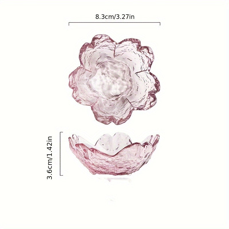 Juego de 4 Platos de Vidrio con Diseño de Flor de Cerezo Sakura - Boquillas Pequeñas para Salsa de Soja y Condimentos | Decoración Elegante para Cocina y Comedor, Recipientes Decorativos para Servir | Patrón Floral | Diseño Delicado